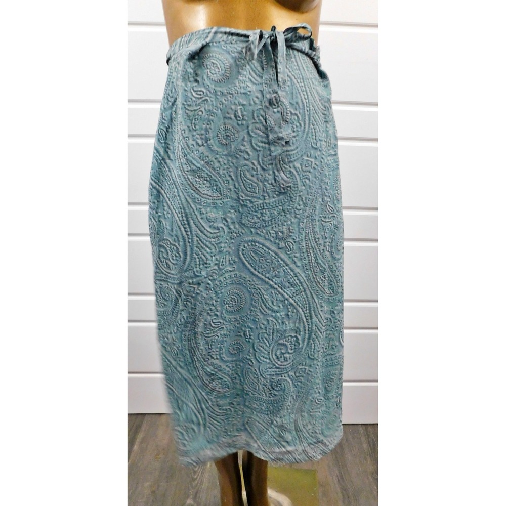 ETRO Blue Muted Paisley Print Maxi 100% Silk Skirt Size 40/US 4